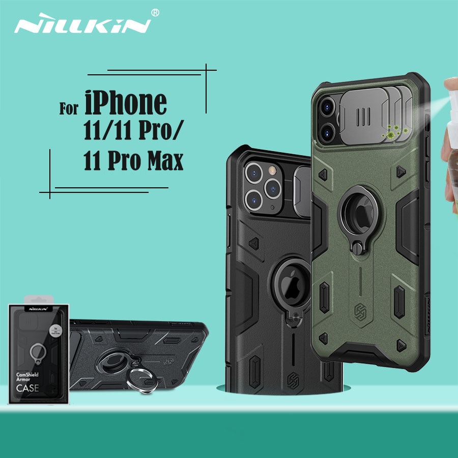 Per il iPhone 11 Pro Caso di Max NILLKIN CamShield Armatura Caso Scivolo Macchina Fotografica Proteggere La Privacy Anello cavalletto Back Cover Per iPhone11 pro