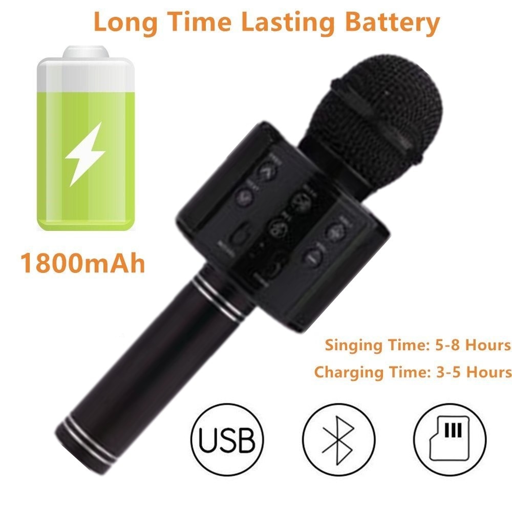 FGHGF WS858 Microfono Karaoke Wireless Bluetooth - Microfono a Condensatore Portatile Altoparlante