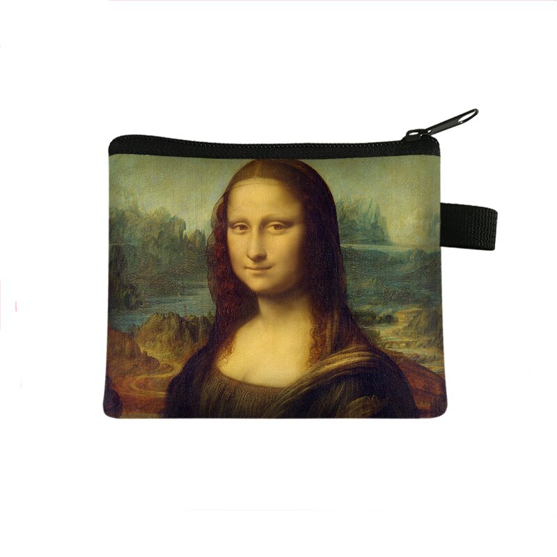 Van gogh/michelangelo/da vinci bolsas de moedas arte mulheres batom bolsa estrelado/senhora mini bolsa de cartões: lqb-art07