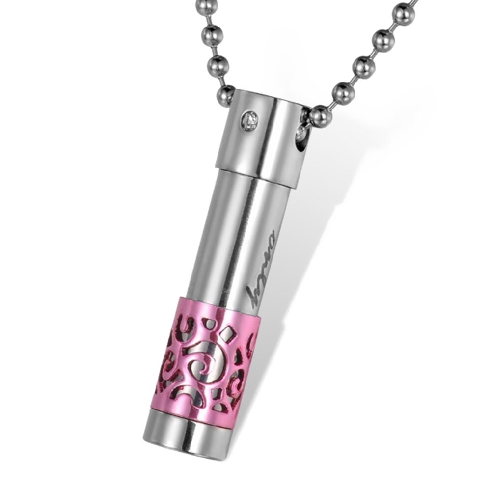 Dell'acciaio Inossidabile di modo Cilindro Memorial Vite Si Apre Urna Ciondolo Collana Cremazione Gioielli per Le Ceneri (Solo Amore): 9X38mm Pink