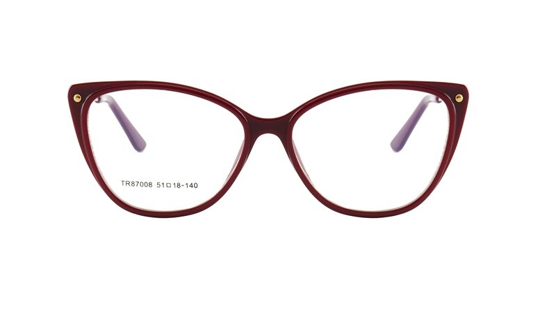 Monturas de gafas transparentes con luz azul para mujer, lentes de estilo de ojo de gato rojo, gafas graduadas con montura para ordenador: Red