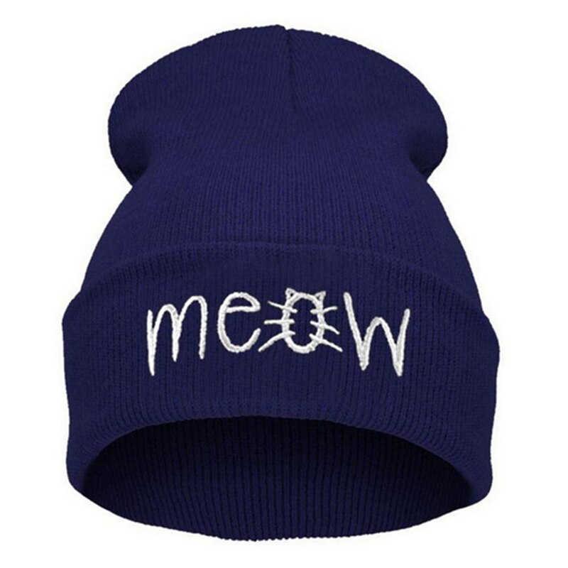 1pc Winter Autumn Hat Wool Cap Boys Beanie Winter Knit Skull Hat Girls Boys Meow Letter Children Kids Hat Cap