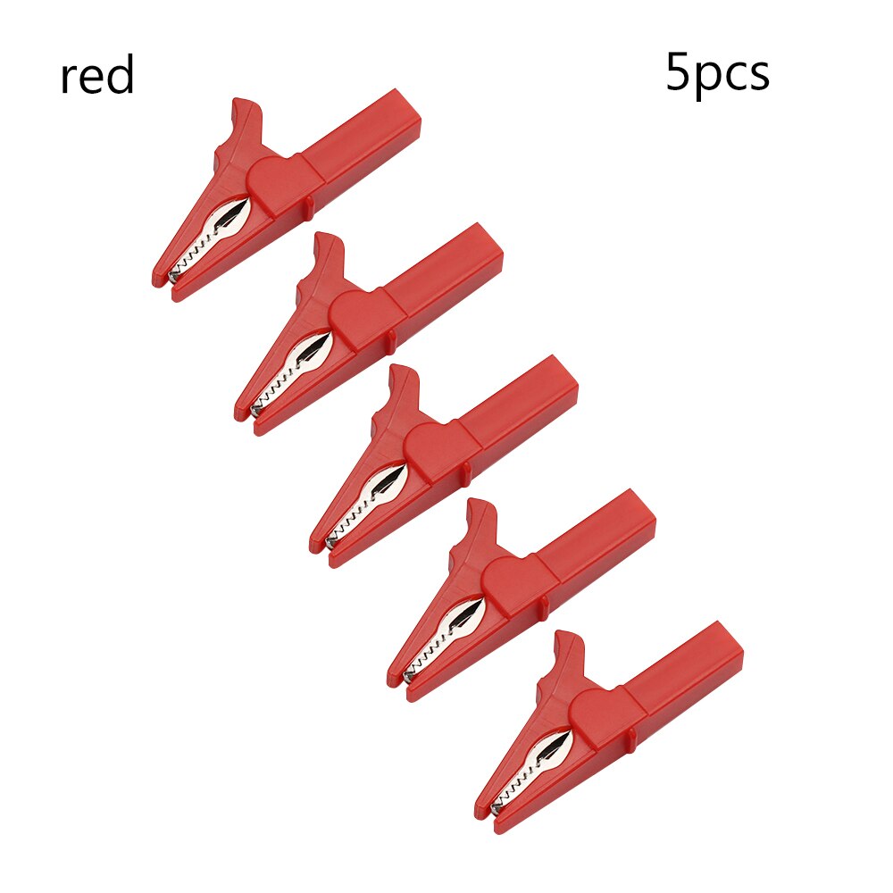 5Pcs 55X35Mm Hv Alligator Clip Batterij Test Clip Voor Banana Plug Multimeter Pen Kabel Probes Krokodil clip Batterij Auto Auto: red