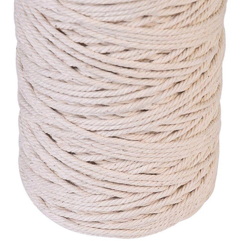 3Mmx200M Natural Handmade Cotton Cord Macrame Yarn Rope Diy Wall Hanging Plant Hanger Craft String Knitting