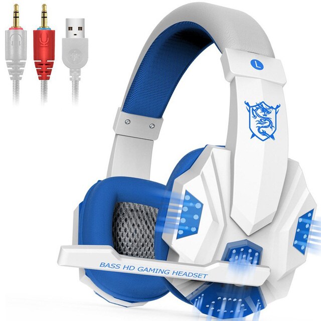 Wired Gaming Headset Stereo Gamer Hoofdtelefoon Voor PS4 Telefoon Pc Laptop Xbox Een Nintend Schakelaar Ipad Koptelefoon Met Microfoon: white Luminous