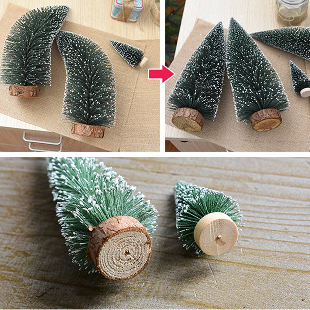 4 size Artificial Tabletop Mini Pine Christmas Trees Decorations Festival Plastic Miniature Trees