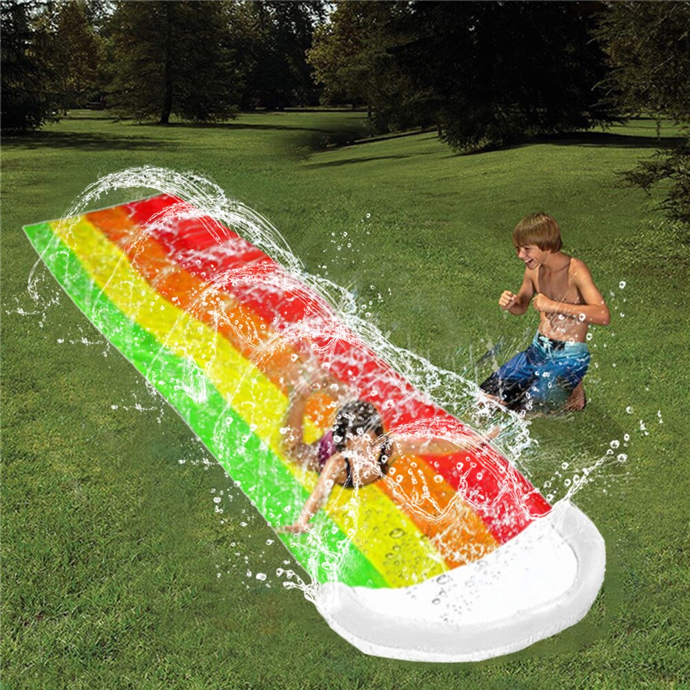 Summer Outdoor Inflatable Water Slide Children Playing Lawn Game Water Spray Mat Parent-child Double Water Ski Educational Toy