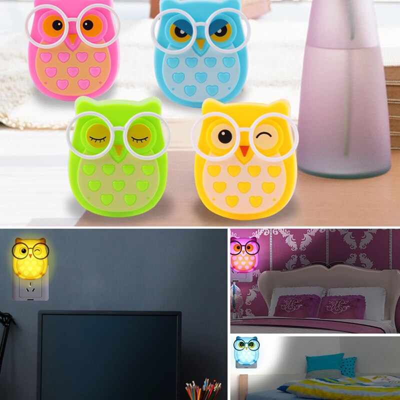 Owl Night light Automatic Sensor Light Control Lamp Toys for Kids Baby Room Led Lamp Animal Socket Veilleuse LED Decoration Toys