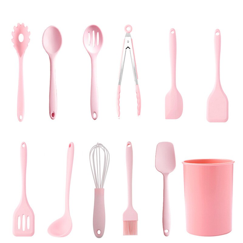 Roze Siliconen Keukengerei Sets Kawaii Voor Gerechten Gereedschap Accessoires Hoge Temperatuur Weerstand Vrij Combineren: Type 7