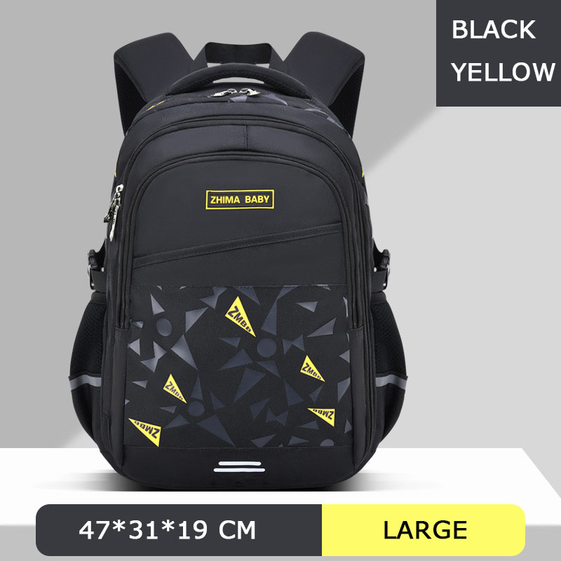 Orthopedic Children Primary School Bags for Kids Backpacks Teenagers Boys school bag Waterproof Schoolbags bolsa mochila: Black yellow l