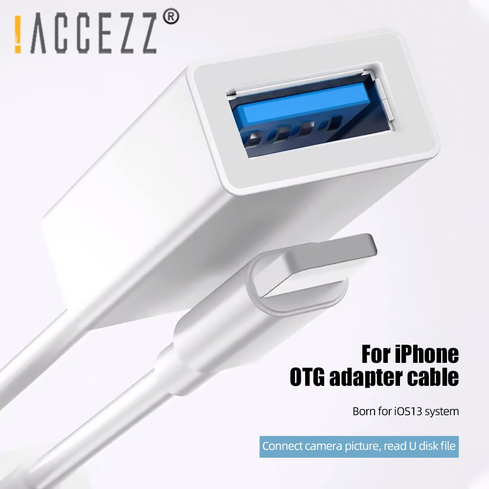 ¡! ACCEZZ-Adaptador de iluminación USB OTG para iPhone, adaptador USB 3,0 para iOS 11, 13, ratón de disco en U, teclado, cámara, lector de tarjetas, convertidor de datos