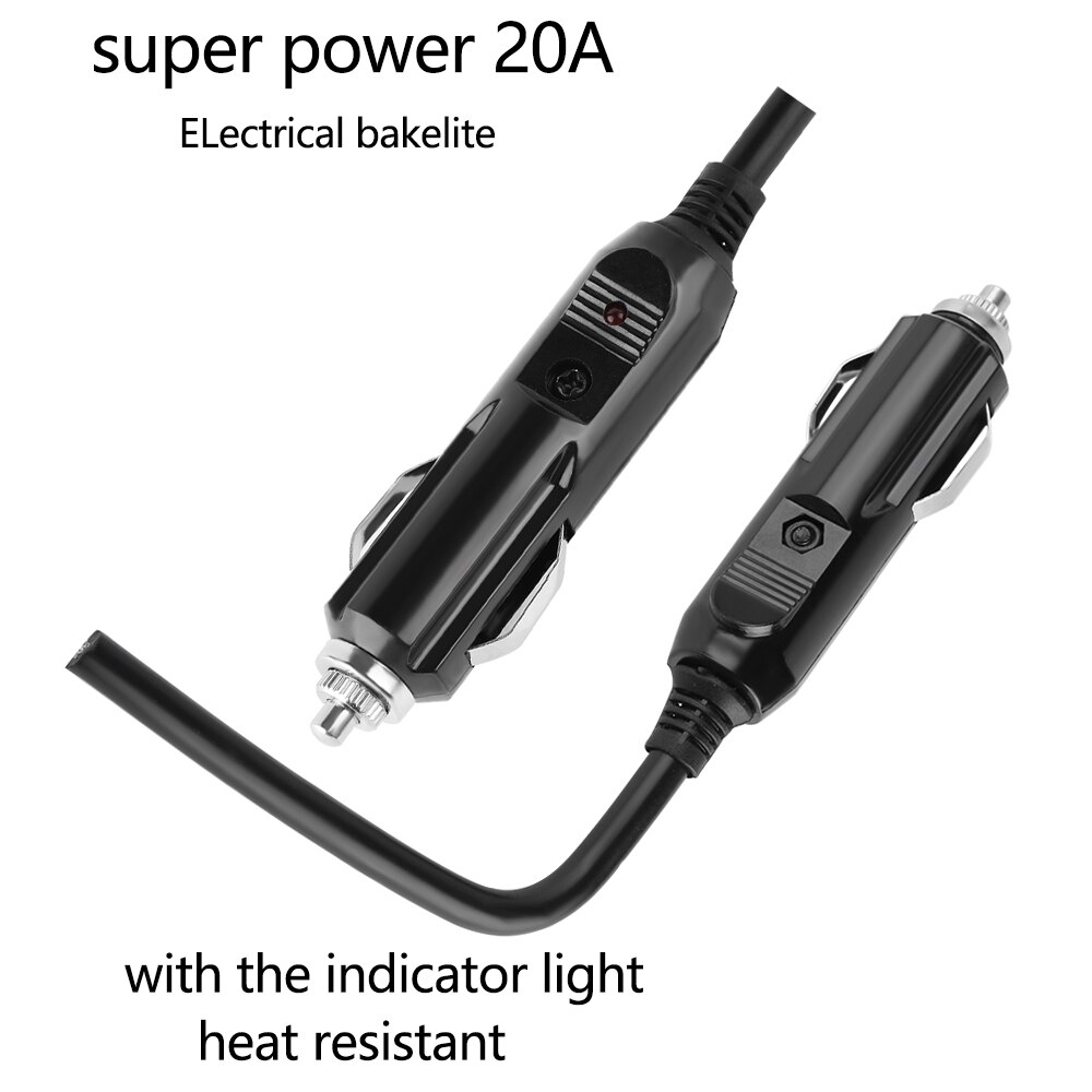 20A Fuse Red LED 12V/24V Male Car Cigar Cigarette Lighter Socket Plug Connector