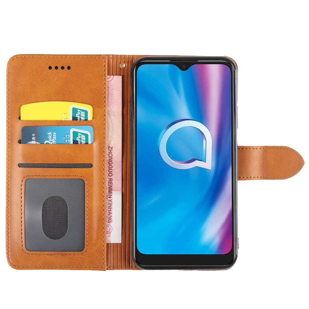 AVEOLELA Für Alcatel 1S fallen sterben Neue Auflistung PU Leder kippen Brieftasche Foto Halfter Abdeckung Mit eine Bargeld Slot Innen kippen Abdeckung