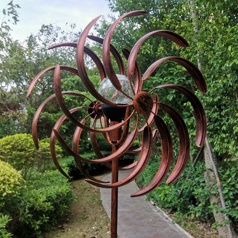 For Outdoor Park Courtyard Garden Grass Lawn Plug-in LED Light Solar Windmill Lawn Garden Decoration Wind Turntable A