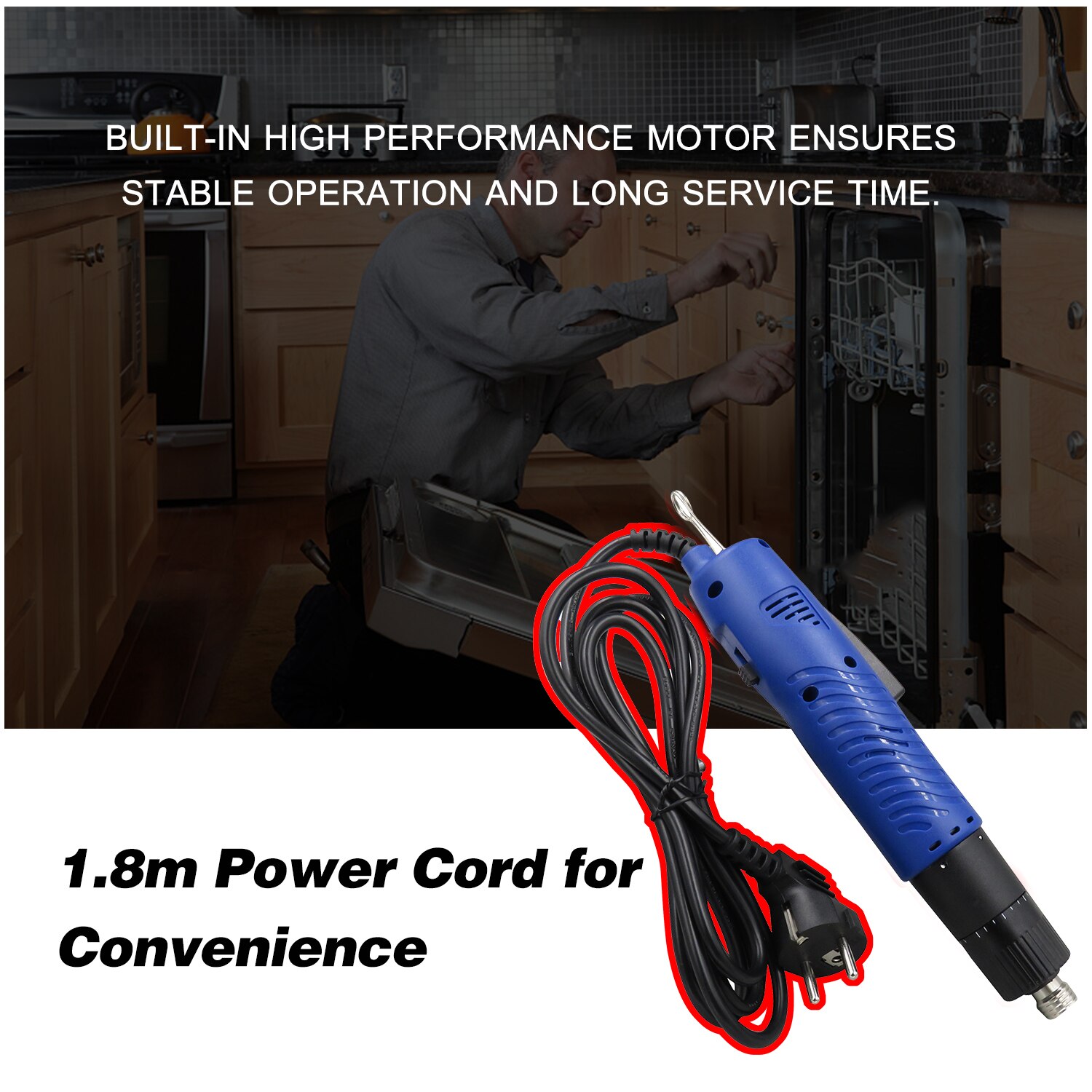 Handheld AC 220V Electric Screwdriver Adjustable Torque 1/4-in Screw Bit Electric Screw Driver Diameter Repair Tool