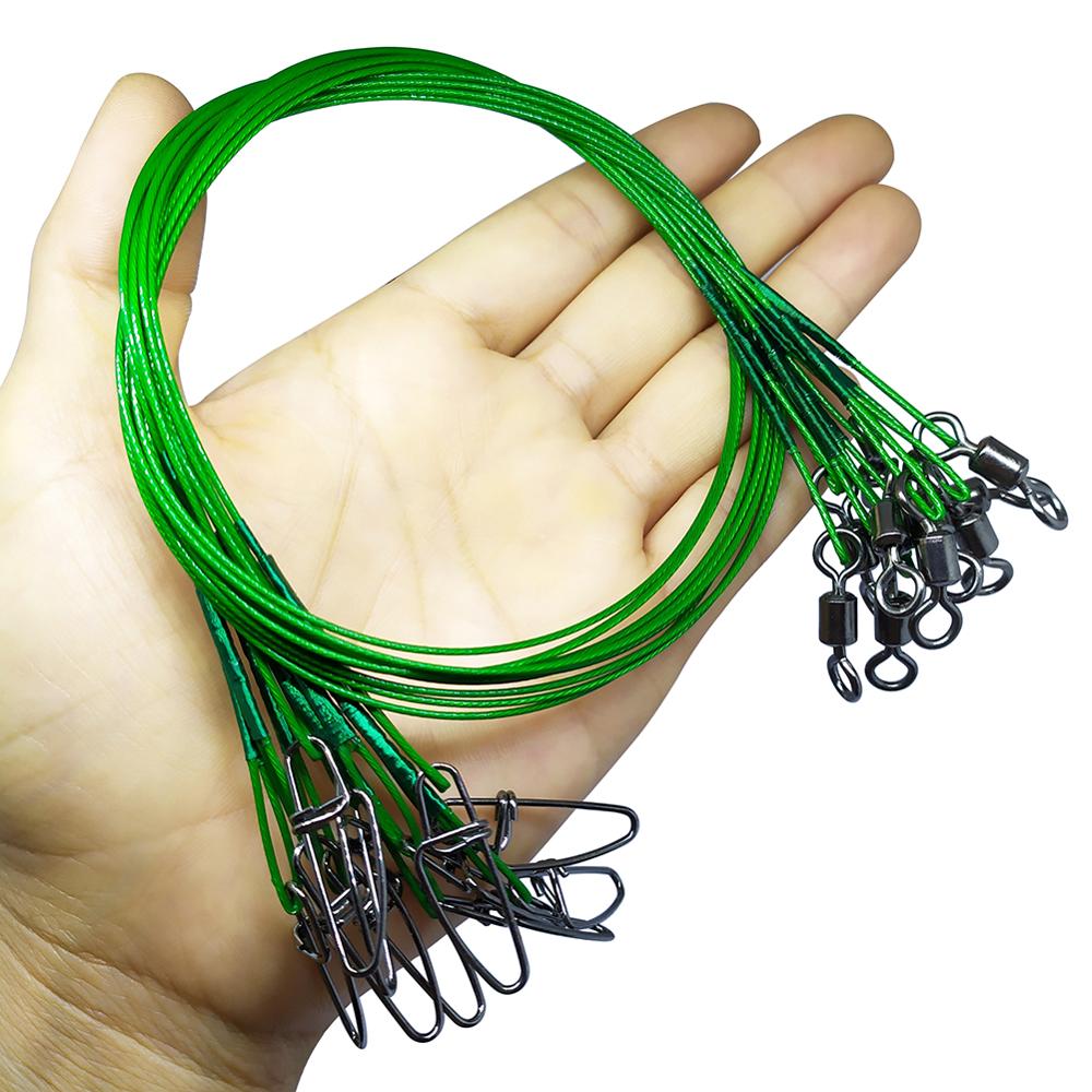 10 stk 50cm fiskeline leder wire test 88 lbs /40kg anti-bid stål wire line snore kraftigt fiske stik til lokke