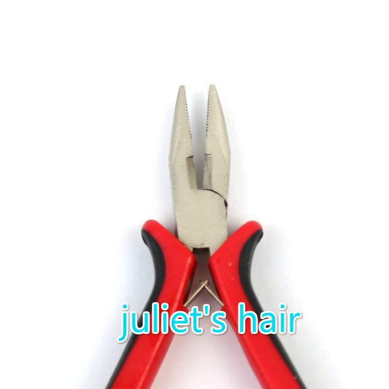1 PC Rustproof Red Straight Sharp-nose Pliers for Micro Ring Hair Extensions Multi-function Pliers with Teeth and No Holes