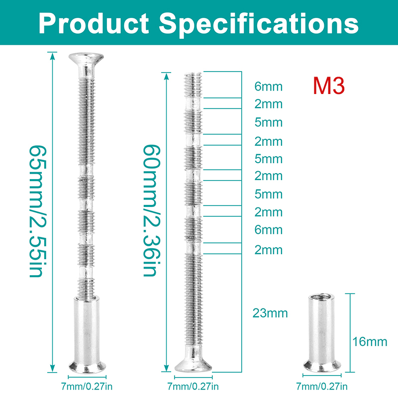 M3 M4 Door Handle Screws Nickel Plated Connecting Fixing Sleeve Bolts Male to Female Screws for Escutcheons Door Handle Knobs: 32 Sets M3