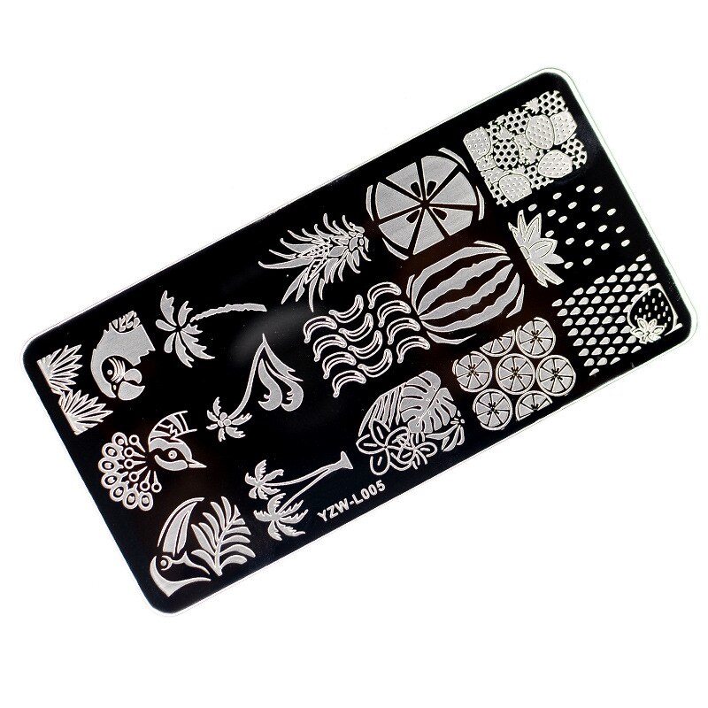 1PC Edelstahl Druck Nagel Stanzen Platten Manikübetreffend Blätter Ahorn Schablone Schimmel Weihnachten Schneeflocken Nagel Kunst DIY Dekorationen: YZW-L05