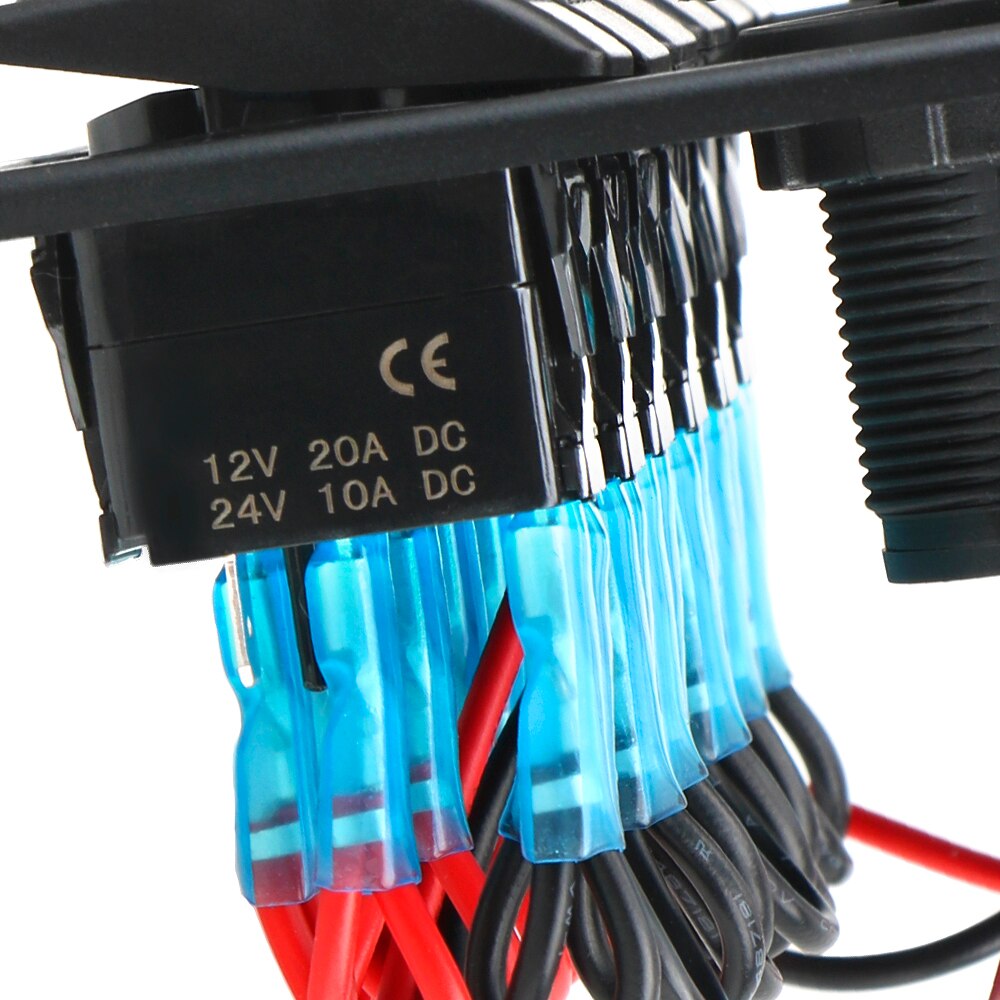 4.2A Dual Usb Slot Socket 6 Gang Rocker Switch Panel Geen Zekering Digitale Voltage Display Waterdicht