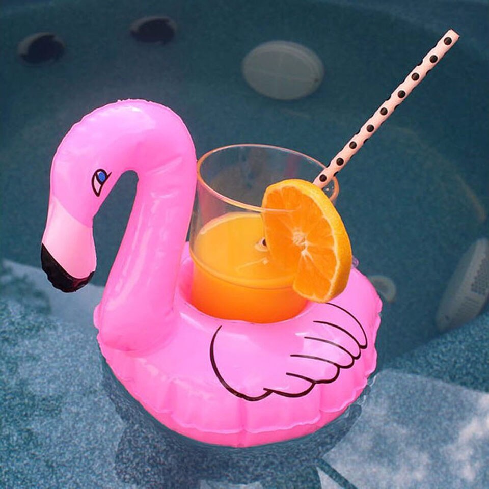 3 st mini uppblåsbar flamingo drinkhållare mugghållare pool flyter sommar simning fest vatten roliga leksaker för vuxna barn