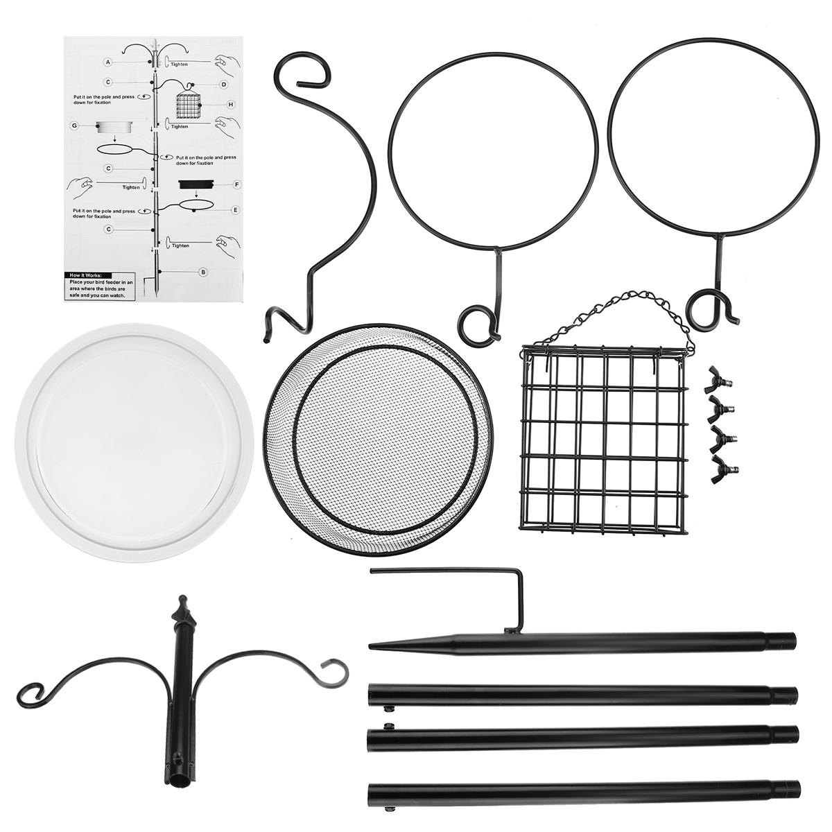 190x52cm Garden Bird Feeding Feeder Station Floor Mounted Wild outdoor Bird Feeder Station For Garden