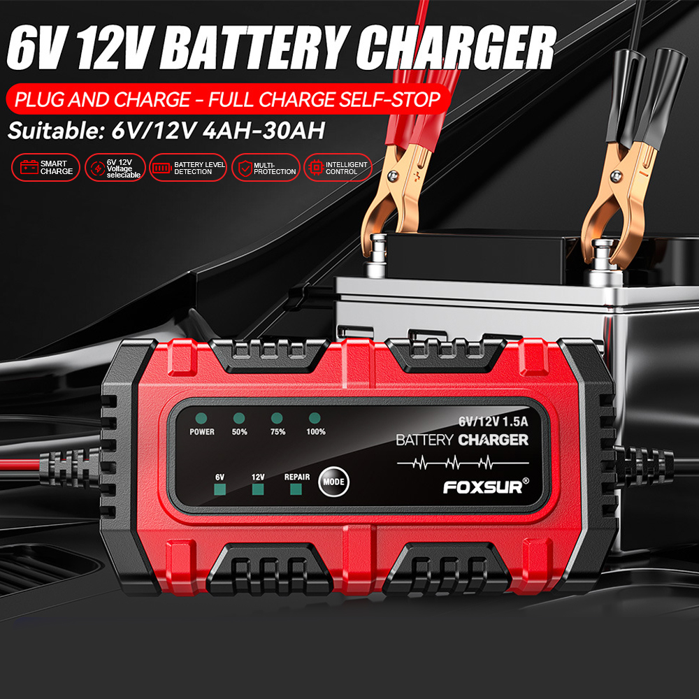Volle intelligente intelligente Pulsreparatur Blei-Säure-Batterieladegerät 6V/12V 1,5A Mehrfachschutz Auto Motorradbatterie