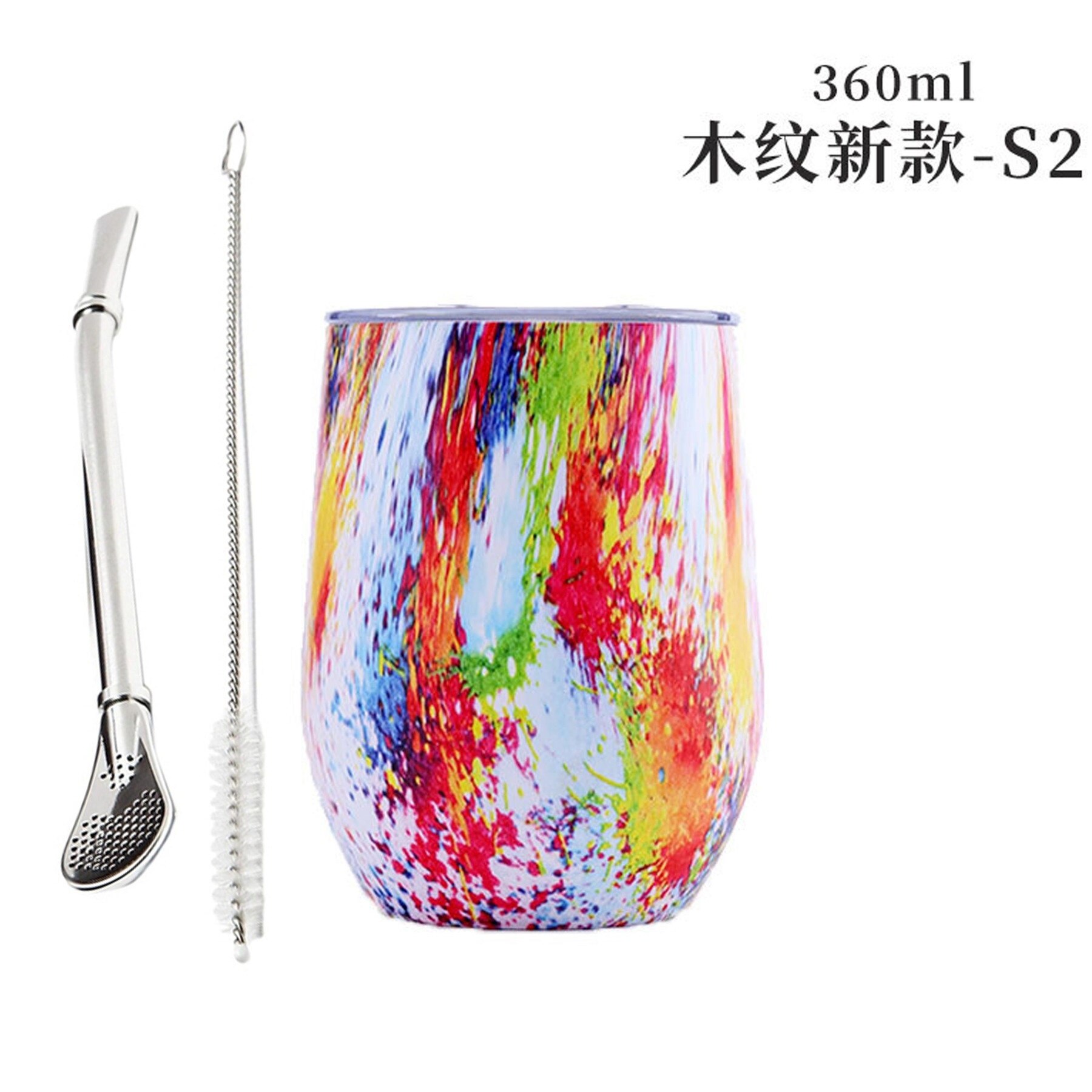 Moderne Mate Cup En Bombilla Set (Yerba Mate Cup) -Yerba Mate Set Dubbelwandige 18/8 Rvs: 03