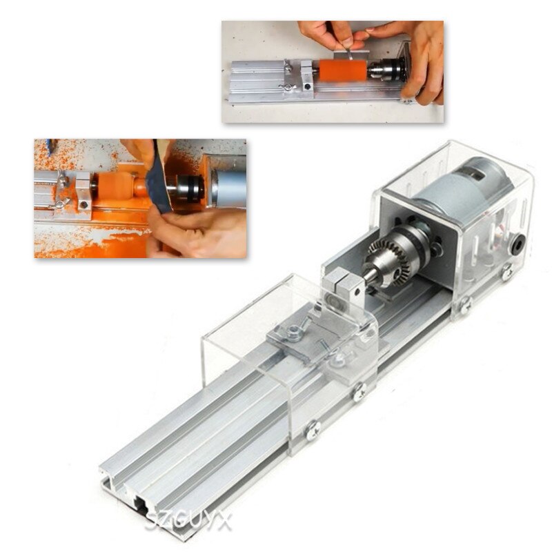 Mini DIY woodworking lathe grinding and polishing drilling tools 24DC 80W micro small lathe 0.6-6MM