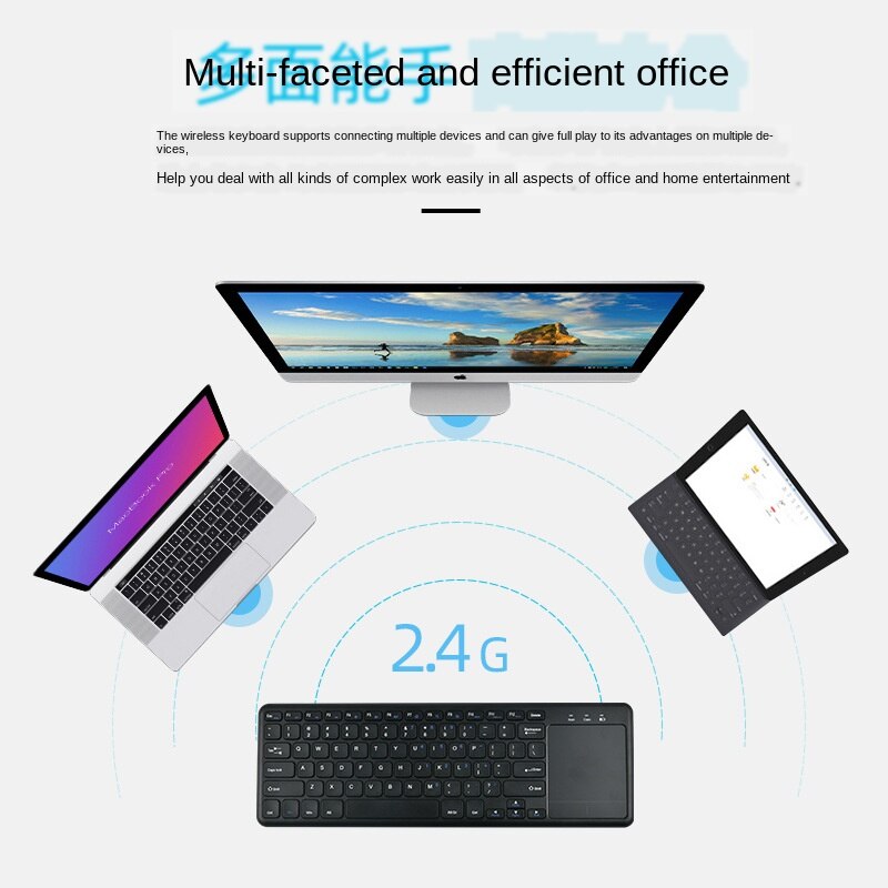 2.4g trådløse tastaturer med pekeplate, ultratynt kontortastatur og bærbare mus, trådløst tastatur og mus datamaskintilbehør