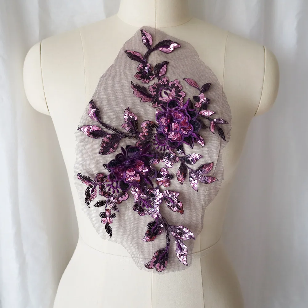 Lantejoulas bordadas flor aplique renda tecido guarnição gola de malha vestido de noiva de casamento remendo de costura vestido de festa decoração artesanato faça você mesmo: Arma De Metal