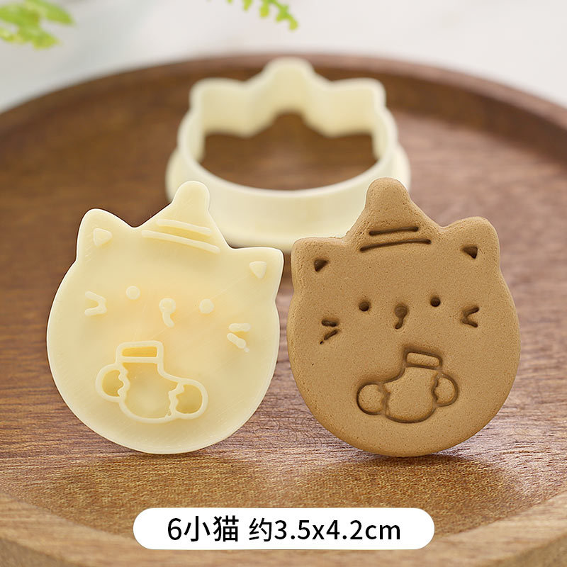 Cartoon Kerst Serie Biscuit Mold Driehoek Ronde 3D Drie-Dimensionale Drukken Keuken Handgemaakte Biscuit Cutter Bakken Tool: Style 6