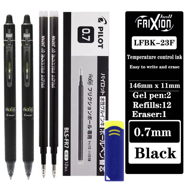 Pilot Frixion-Juego de bolígrafos de Gel borrables, repuesto Original reemplazable de 0,5/0,7mm, papelería japonesa, suministros de escritura para oficina y escuela: Verde militar