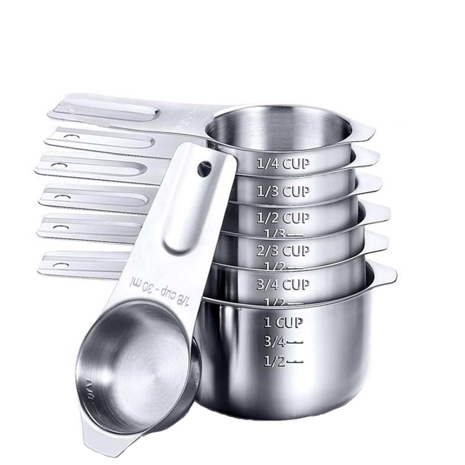 7Piece Stainless Steel Measuring Cup Baking Tools with Measurement Nesting Cups with Spout Kitchen Tool