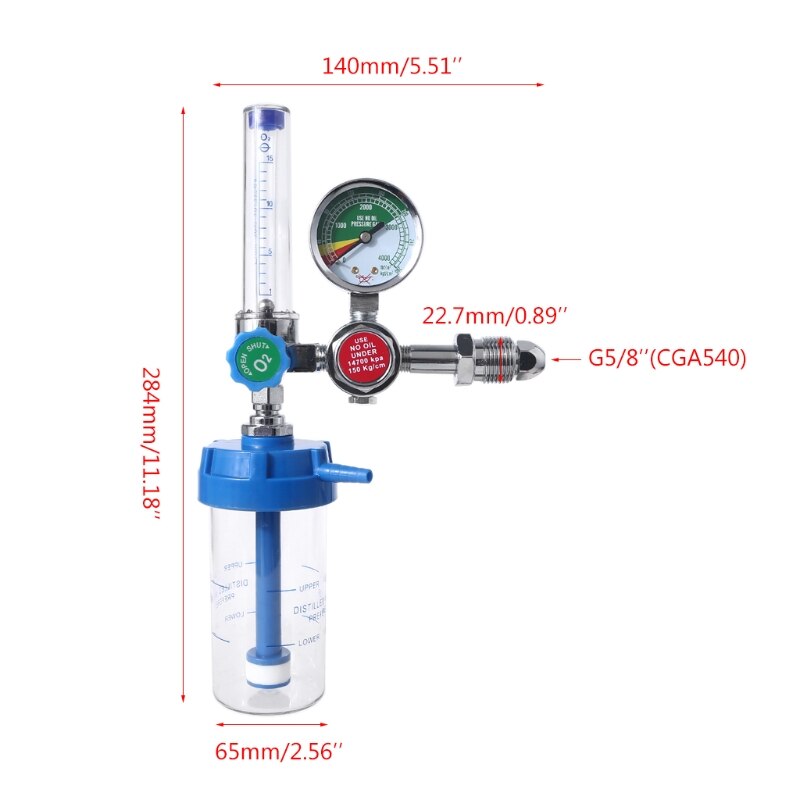 A2UD Flow Meter Absorber CGA540 Flowmeter Pressure Regulator Flow Meter Pressure Reducing Va-lve Regulator G-5/8" &amp; Tube