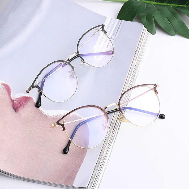 2Pcs/lot Women Blue Light Blocking Computer Glasses with Box Anti Blue Rays Eyeglasses Female Plain Mirror Glasses Frame Eyewear