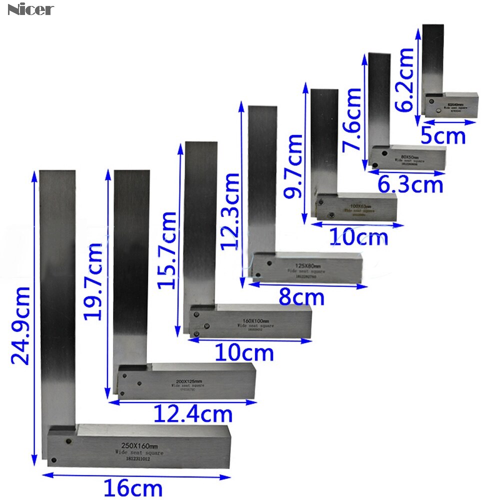 Machinist Square 90 Degree Right Angle Engineer Set Precision Ground Steel Hardened Angle Ruler gauge square ruler Protractor