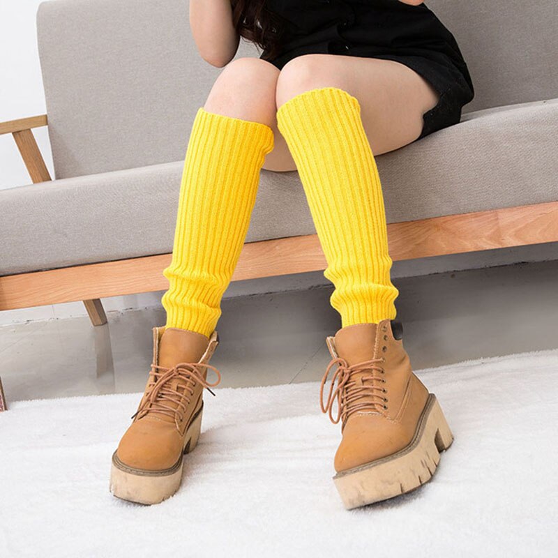 Calentadores deportivos de seguridad para mujer, calentadores largos de punto, calentador de piernas, calcetines de tubo de felpa suave, novedad, Invierno
