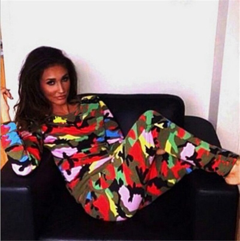 Kamp Camouflage Pak Set Vrouwen Trainingspak Tweedelige Sport Stijl Outfit Jogging Sweater Fitness Lounge Sportwear