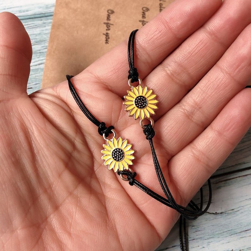 Sonnenblume Wünschen Armbinde Wachs Baumwolle Schnur Sonnenblumen Charme Surfen Armbinde Für Frauen Männer Sommer Freundschaft Strand Armbinde