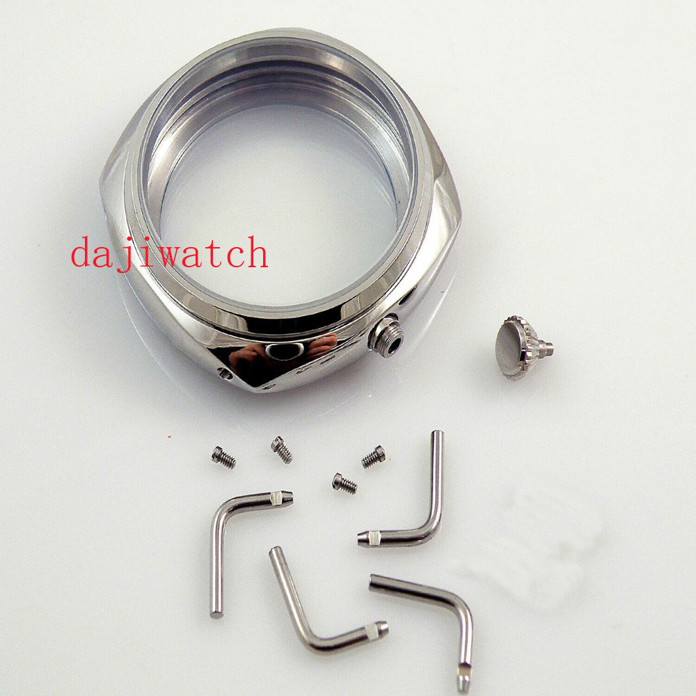 45mm Radiomir Style Polished Steel watch Case Fit ETA 6497/6498 ST 36 Movement