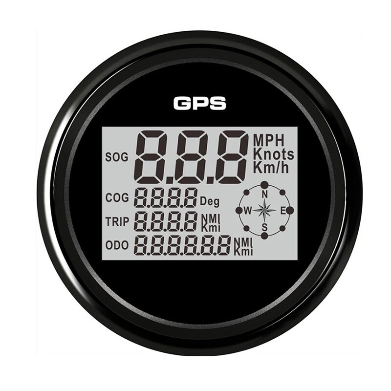 digital 85mm gps hastighetsmåler kilometerteller med 8 farger bakgrunnsbelysning 0-999 knop km/t mph sog tannhjul til bil båt lastebil marine 9-32v: Bn