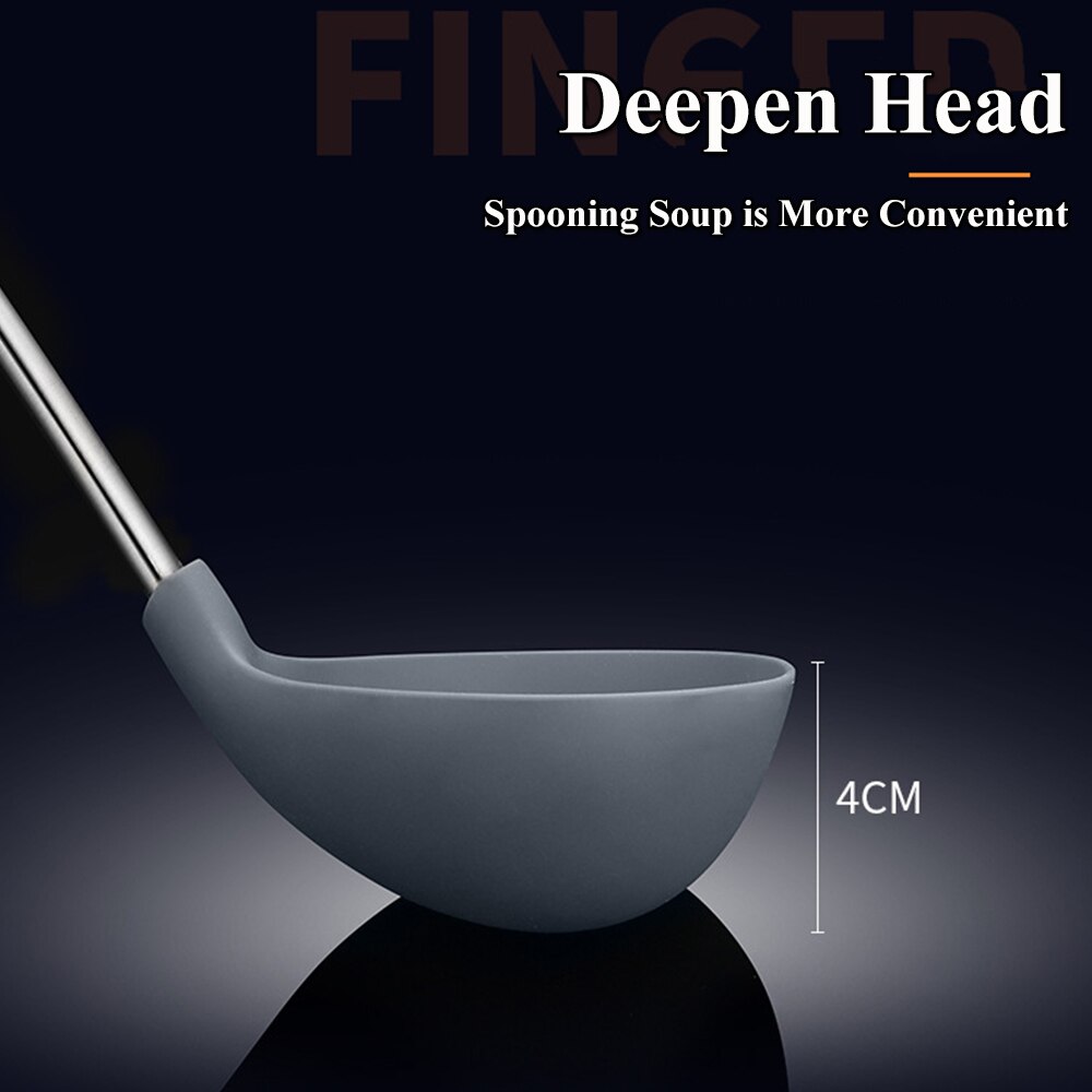 Food Grade Non-stick Silicone Stainless Steel Spatula Spoon Colander Kitchen Utensils Set High Heat Resistant Healthy for Home