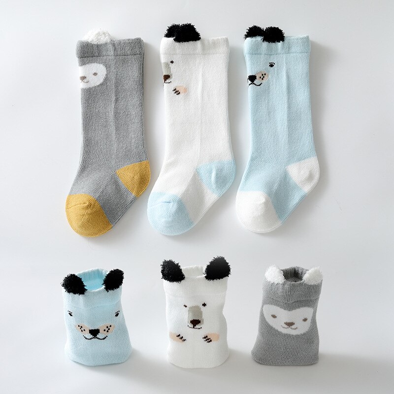 Baby Sokken Vos Kat Animal Print Baby Sokken Cartoon Knie Hoge Lange Beenwarmers Jongen Meisje Kinderen Sokken mode Sokken: Set7 / XS 0-1Yrs
