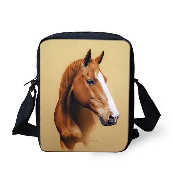 TWOHEARTSGIRL 3d Cool Paard Afdrukken Jongens Messenger Bag Student Crossbody Tas Kleine Kids Animal Strandtas Opslag Handtassen: 4943E