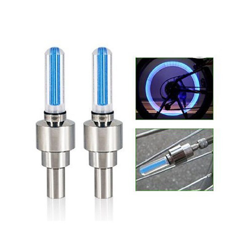 2 Stuks Fiets Fiets Auto Wheel Tyre Tire Valve Cap Led Neon Flash Lamp Licht Blauwe Auto-Styling Motorfiets verlichting