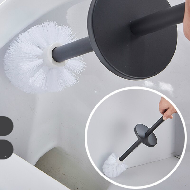 Ruimte Aluminunm Badkamer Accessoires Creatieve Wc Borstel Geborsteld Goud Toiletborstel Houder Stand Schoon Borstel Houder Matte Black