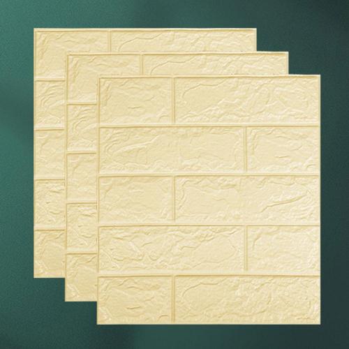 10Pcs 3D Brick Wall Sticker Waterproof Self-Adhesive Easy to Clean XPE 3D Brick Background Wall Sticker DIY Wallpapers: Beige
