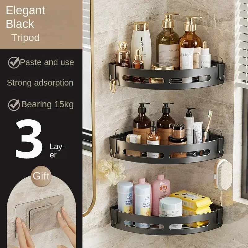 Soporte para champú para baño, estantes adhesivos para ducha, almacenamiento sin taladro, soporte para toallas esquineras, estantes para Baño, 3/2/1 Uds.: Rojo