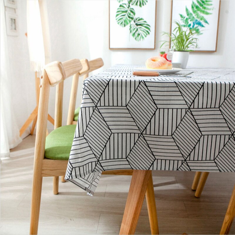 Buulqo black and white square cotton and linen fabric for DIY sewing sofa curtain tablecloth home decor cotton cloth